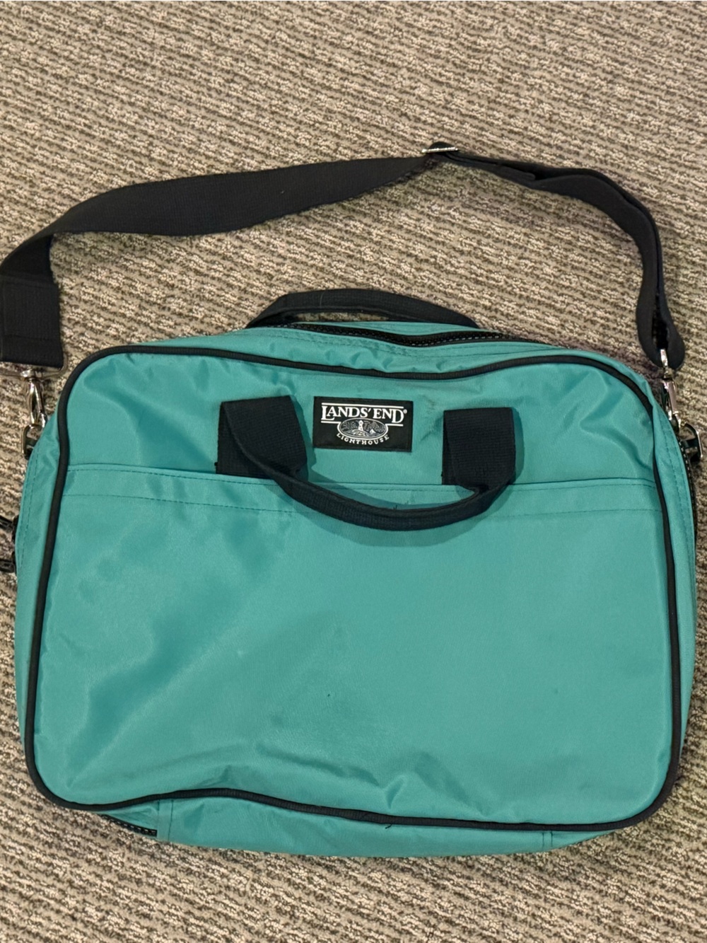 Lands' End Teal Laptop Briefcase with Black Trim